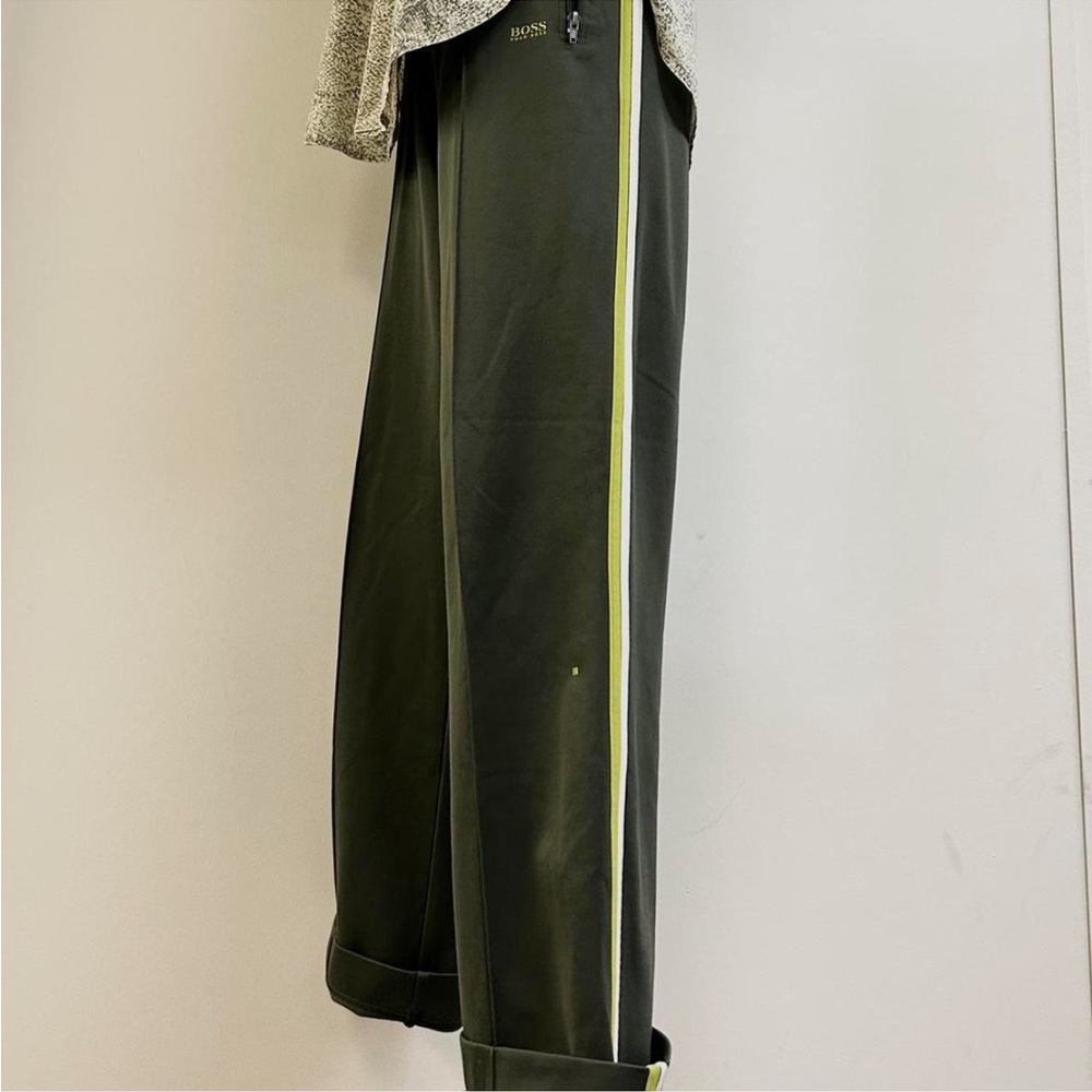 Striped joggers elastic waist straight leg sporty trouser